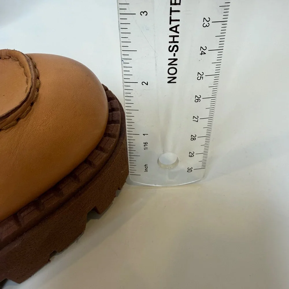Free People Penny Loafers Womens Saffron Leather Chunky Lug Sole Academia 38